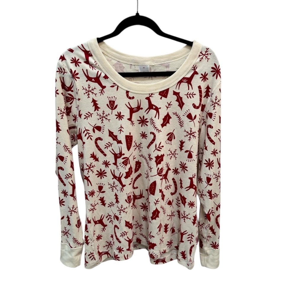 Hanna Anderson Pajama Top Womens XXL Winter Festive Cozy Soft 100% Cotton